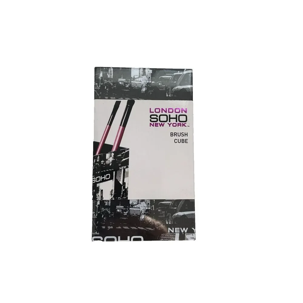 London SOHO New York Makeup Brush Lot + Brush Cube Holder NEW Sealed
